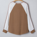  Isabella Lace Contrast Patchwork Long Sleeve Top