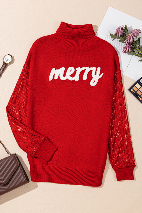 Isabella Sleeves Christmas Turtleneck Sweater