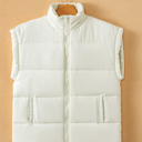Beige Large Isabella Stand Oversized Puffer Vest