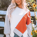  Isabella Stitching Irregular Hem Long Sleeve Top