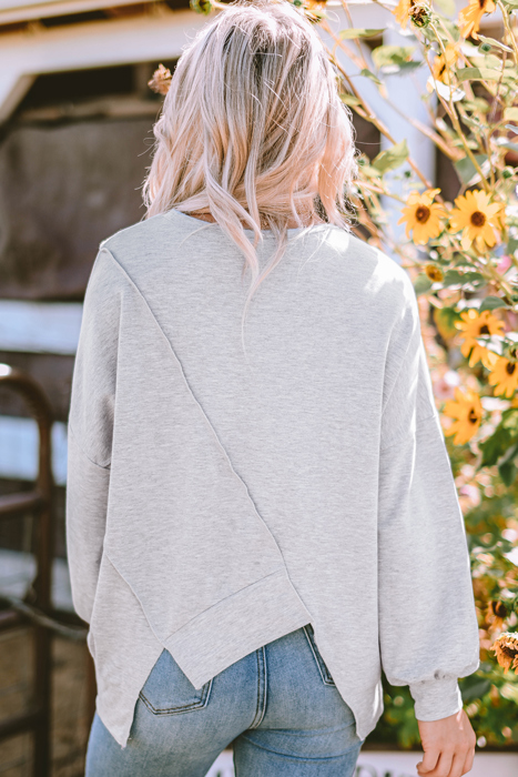 Isabella Stitching Irregular Hem Long Sleeve Top