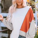  Isabella Stitching Irregular Hem Long Sleeve Top