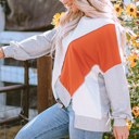  Isabella Stitching Irregular Hem Long Sleeve Top