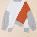  Isabella Stitching Irregular Hem Long Sleeve Top