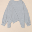  Isabella Stitching Irregular Hem Long Sleeve Top