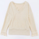  Isabella Texture Lace Trim Long Sleeve Top