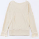  Isabella Texture Lace Trim Long Sleeve Top