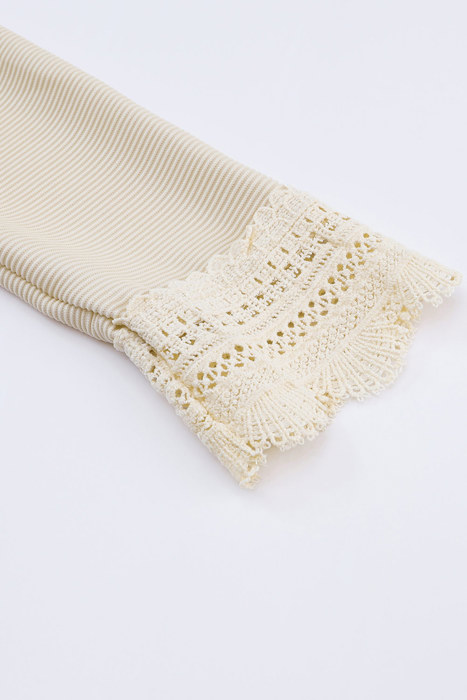 Isabella Texture Lace Trim Long Sleeve Top