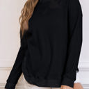 Black Medium Isabelle Crew Neck Ribbed Trim Waffle Knit Top