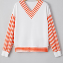 Orange Stripe Small Isla Drop Shoulder Patchwork Long Sleeve Top
