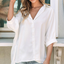 White XL Itzel Puff Sleeve Oversize Shirt
