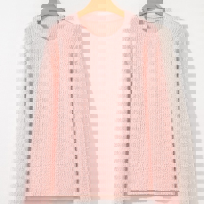 Ivy Fuzzy Ribbed Texture Long Sleeve Top