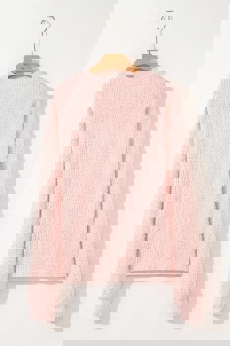 Ivy Fuzzy Ribbed Texture Long Sleeve Top