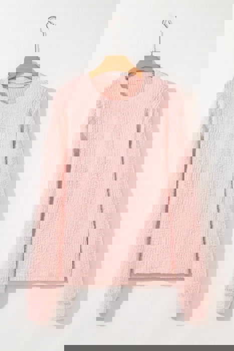 Ivy Fuzzy Ribbed Texture Long Sleeve Top