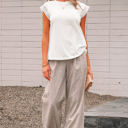  Ivy Lace Patchwork Cap Sleeve Round Neck Top