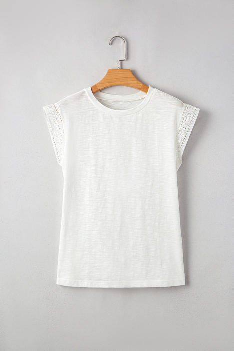 Ivy Lace Patchwork Cap Sleeve Round Neck Top