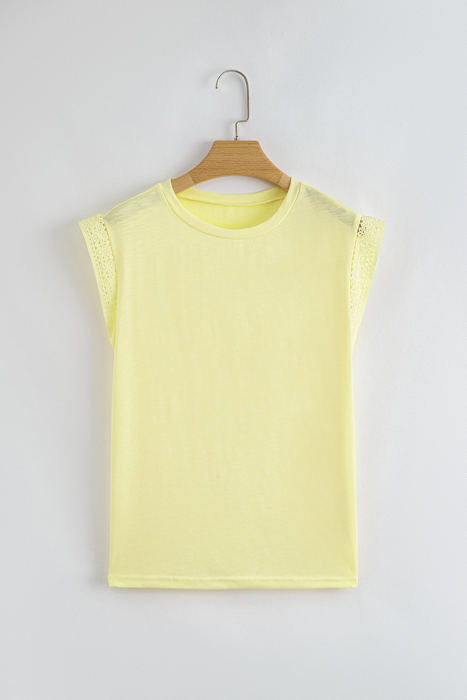 Ivy Lace Patchwork Cap Sleeve Round Neck Top