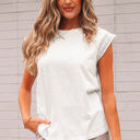 White XL Ivy Lace Patchwork Cap Sleeve Round Neck Top