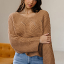 Camel Small Ivy Sleeve Loose Pullover Sweater