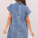  Jacqueline Tie V Neck Denim Shift Dress