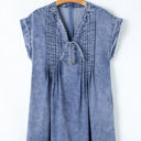  Jacqueline Tie V Neck Denim Shift Dress