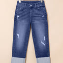 Blue Size 10 Jacy Cuffs Distressed Straight High Waist Jeans