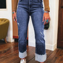 Blue Size 4 Jacy Cuffs Distressed Straight High Waist Jeans