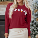 Racing Red Small Jade Christmas Drop Shoulder Sweater
