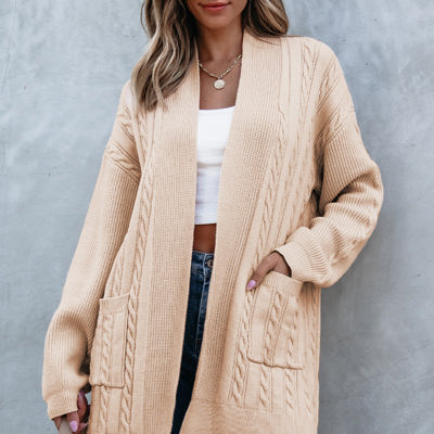 Jade Oversize Chunky Cable Knit Midi-length Cardigan