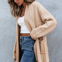  Jade Oversize Chunky Cable Knit Midi-length Cardigan