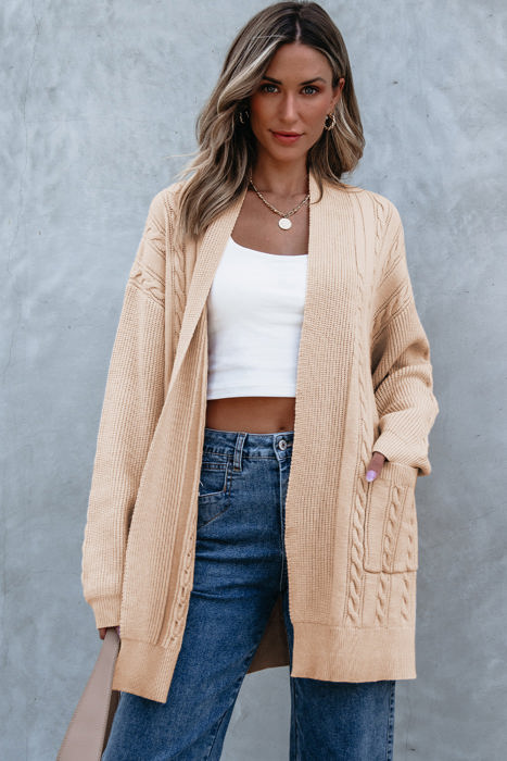 Jade Oversize Chunky Cable Knit Midi-length Cardigan