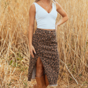  Jadecara Frayed Midi Skirt