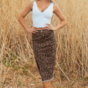  Jadecara Frayed Midi Skirt