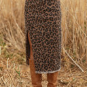Brown Large Jadecara Frayed Midi Skirt