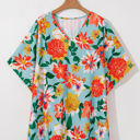  Jane Plus Size Floral V Neck Batwing Blouse