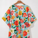  Jane Plus Size Floral V Neck Batwing Blouse
