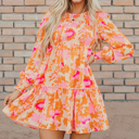 Orange XL Jane Sleeve Ruffle Mini Dress