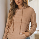 Brown Small Janelle Knit Kangaroo Hooded Sweatshirt