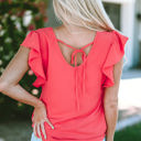  Janelle V Neck Ruffle Sleeve Loose Top