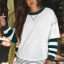 White Stripe Medium Janiyah Fake 2 Piece Sweatshirt