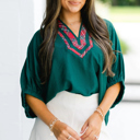  Janiyah Patchwork Half Sleeve Blouse