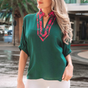 Evergreen Medium Janiyah Patchwork Half Sleeve Blouse
