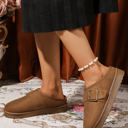  Jasmine Faux Suede Buckle Strap Detail Winter Slippers