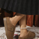  Jasmine Faux Suede Buckle Strap Detail Winter Slippers