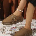  Jasmine Faux Suede Buckle Strap Detail Winter Slippers