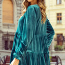  Jasmine Velvet V Neck Puff Sleeve Blouse