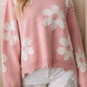  Jaycee Pearl Beaded Floral Drop Shoulder Sweater