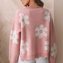  Jaycee Pearl Beaded Floral Drop Shoulder Sweater