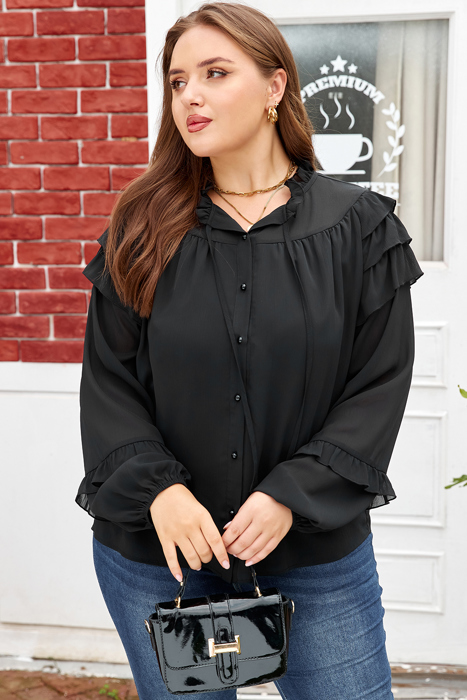Jaycee Sleeve Chiffon Elegant PLUS Shirt