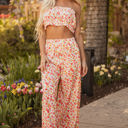  Jayleen Boho Floral Bandeau Top and High Waist Pants Set